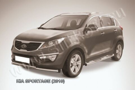 Защита переднего бампера (нержавейка) Kia Sportage (2010-2016) d57+d42