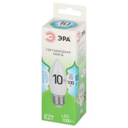 Лампочка светодиодная ЭРА GREEN LINE LED B35-10W-840-E27 GL E27 10 Вт свеча яркий белый свет | Лампы cветодиодные Свеча (B/C)