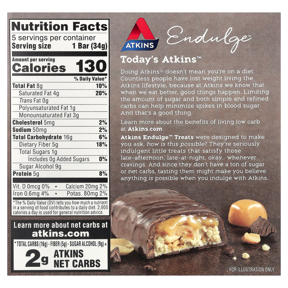 Atkins, Endulge™, батончик с карамелью и орехами, 5 шт. по 34 г (1,2 унции)