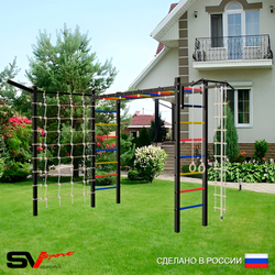 Уличная шведская стенка Sv Sport рукоход с комплектом турник прямой У5065 (Турник/Кронш бокс/Канат/кольца/лестница/Сетка)