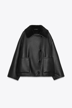 ZARA КУРТКА-ДУБЛЕНКА — ZW COLLECTION, ЧЕРНЫЙ