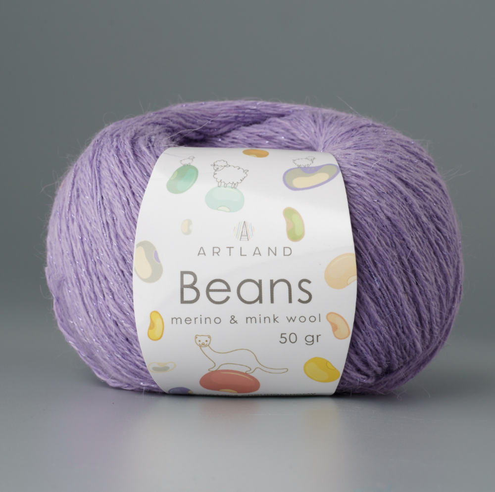 Пряжа &quot;Beans&quot;, 5% шёлк, 20% мериносовая шерсть, 30% нейлон, 45% норка, 50гр-240м, (1уп=5шт), сирень