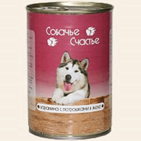 Собачье Счастье консервы для собак баранина с потрошками в желе