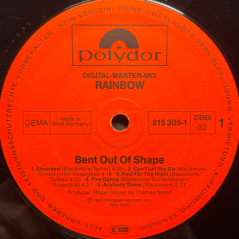 Rainbow - Bent Out Of Shape (Германия 1983г.)