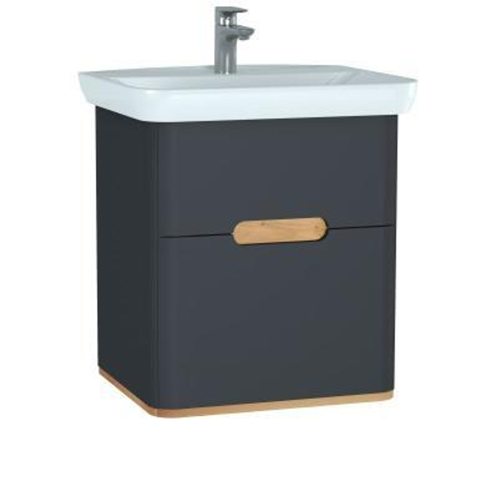 Тумба с раковиной VitrA Sento 65 с 2 ящиками антрацит матовый