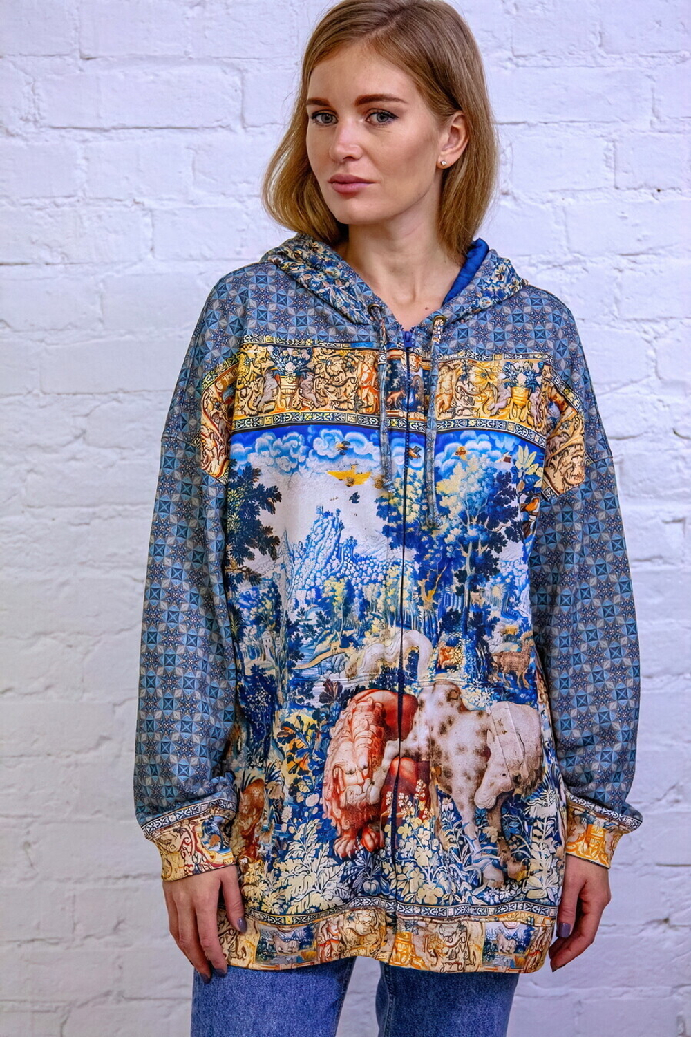 Зип худи «Битва» по мотивам фламандского гобелена "Pugnae Ferarum"