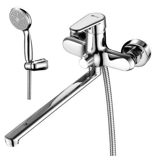 СМЕСИТЕЛЬ ДЛЯ ВАНН "POINT" LM0351C ДЛИННЫЙ ПЛОСКИЙ ИЗЛИВ (1/12) "LEMARK"