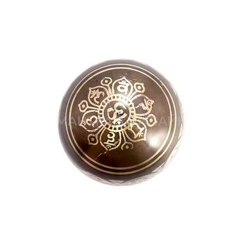 Чаша поющая Стопы с золотыми символами 5 металлов, цвет коричневый d-11,5 см h-6,5 см, вес от 420 г до 600 г