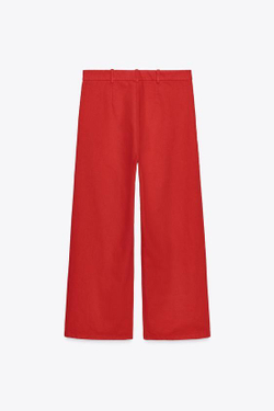 ZARA БРЮКИ С ВЫСОКОЙ ПОСАДКОЙ LIMITED EDITION, КРАСНЫЙ