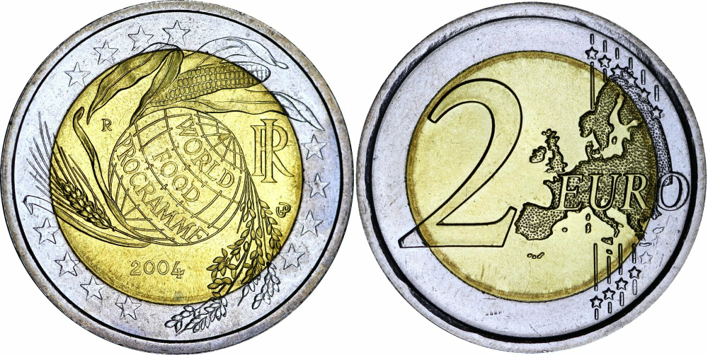 Италия 2 евро, 2004 50 лет Всемирной Продовольственной программы UNC