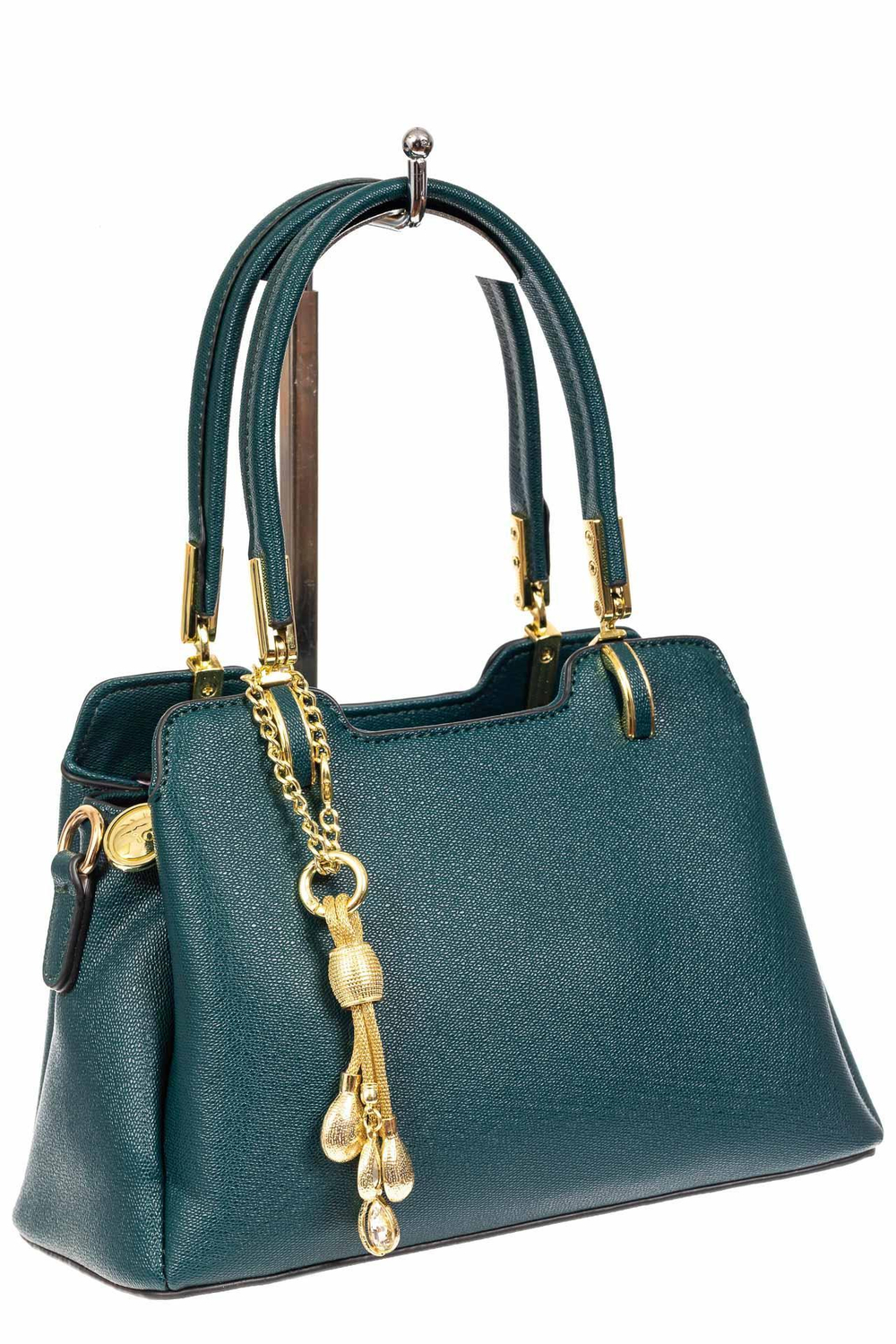 Женская сумка-трапеция из искусственной кожи с подвеской, цвет сине-зеленый
