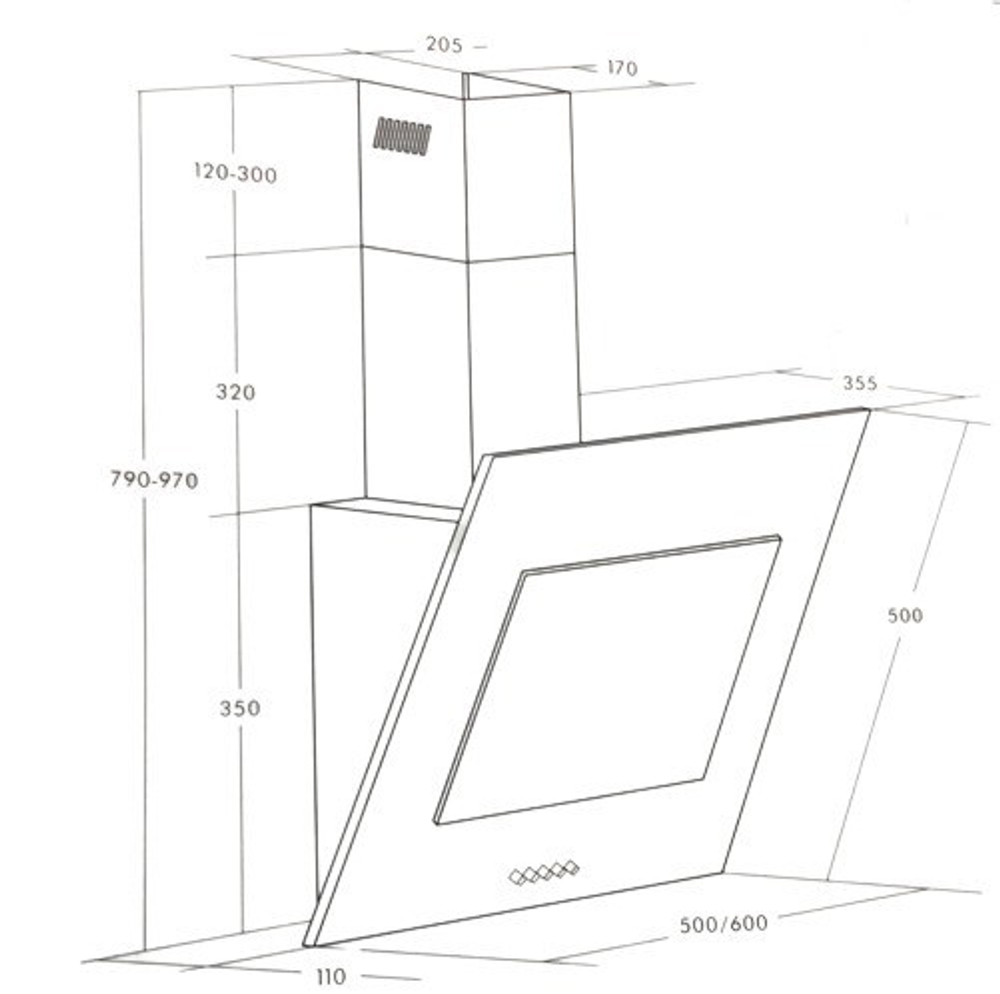 Вытяжка CIARKO NTI Beig 50/ vertikal беж.стекло 520 м3