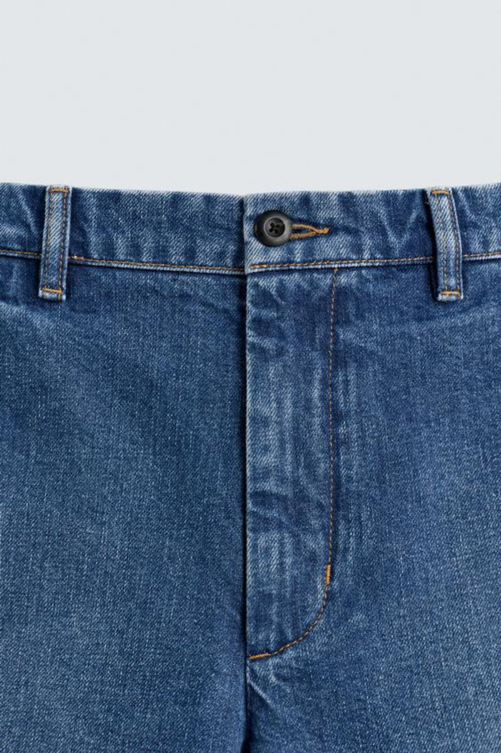 ZARA ДЖИНСОВЫЕ ШОРТЫ-ЧИНОСЫ, ВЫЦВЕТШИЙ СИНИЙ