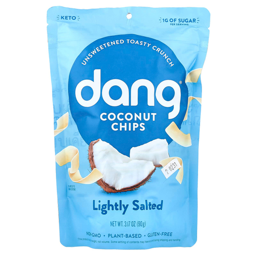 Dang Foods, кокосовые чипсы, слабосоленые, 90 г (3,17 унции)