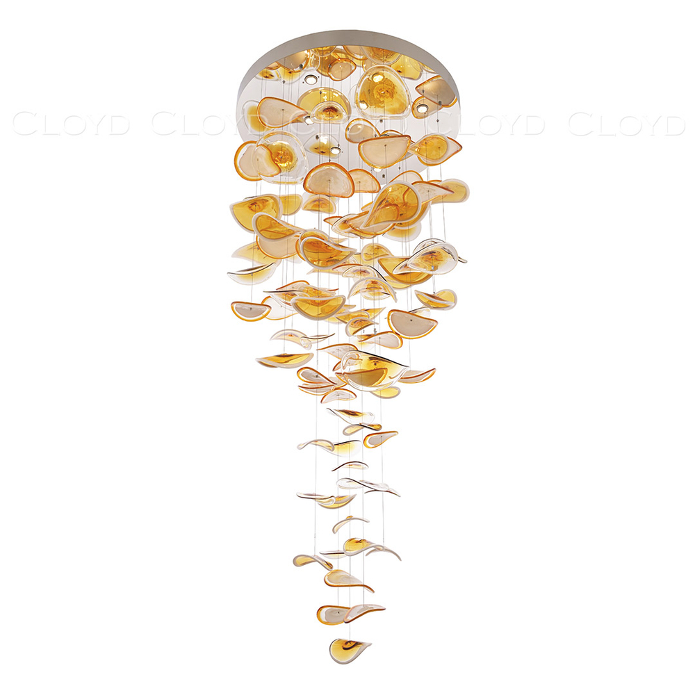 Люстра Cloyd KUSTO C12 / выс. 230 см - хром - янтарное стекло (арт.11331)