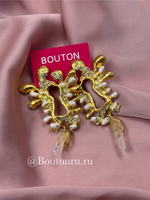 Серьги золотые с замочной скважиной со стразами и кристаллом Скиапар.