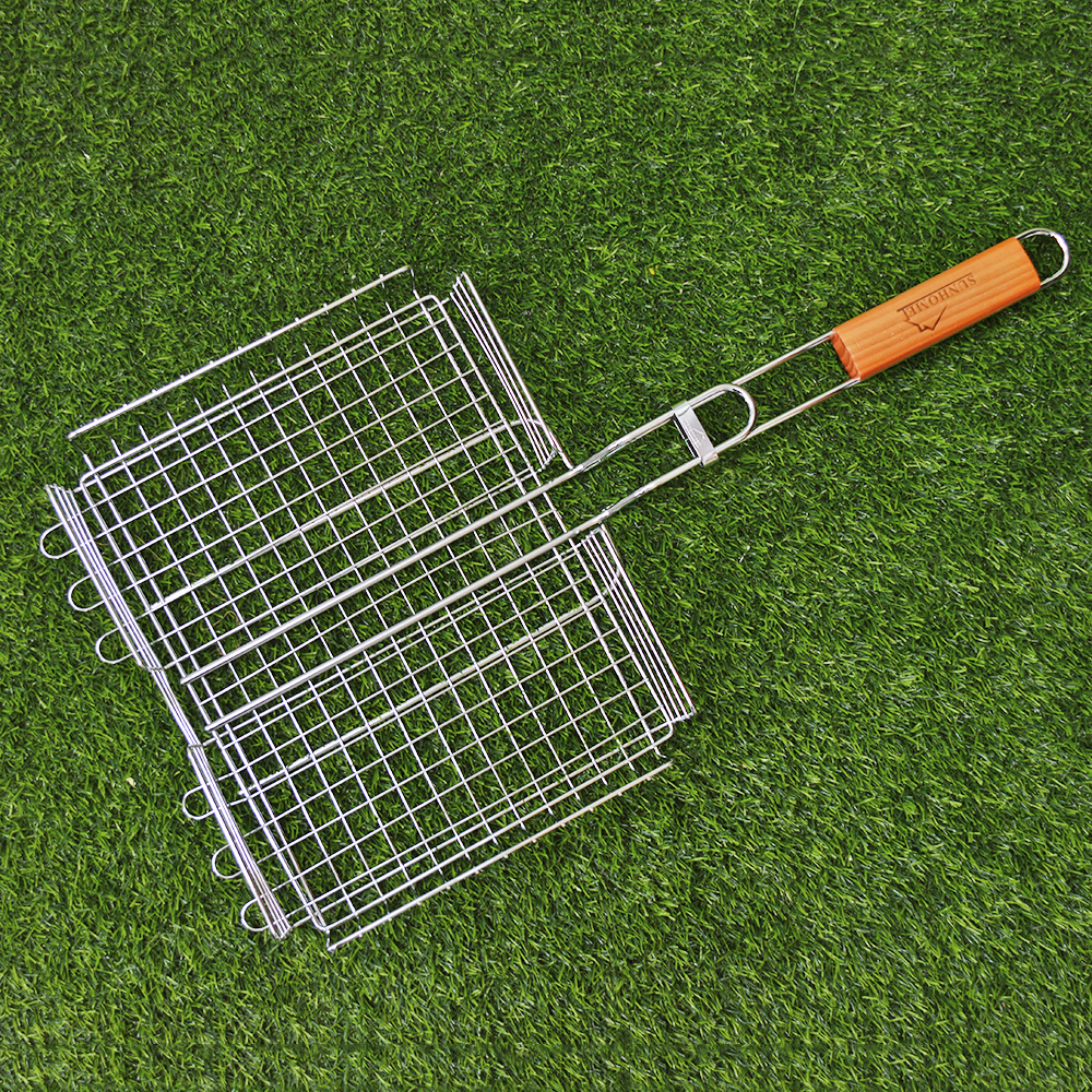 Решетка для барбекю 250*320*50см хром с деревянной ручкой