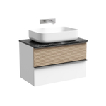 Тумба подвесная Sancos Delta, Дуб светлый/белый 790х445х500, под столешницу без отверстия под смеситель, цвет Black Sky