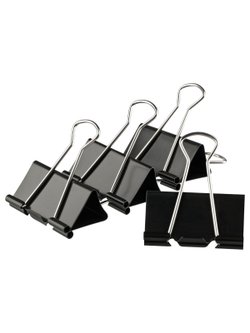 Зажимы для бумаг 51мм 12 штук черные