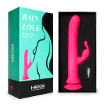 Розовый вибратор-кролик с возвратно-поступательными движениями и ротацией 24,2см I-Moon Rain Love MY-211