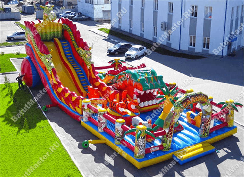 Профессиональный надувной батут "Гранд-саванна" 17*10*9 м