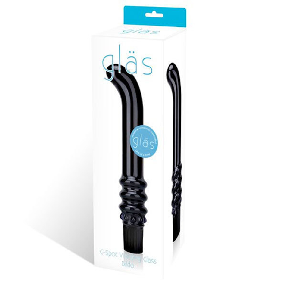 Черный вибромассажер G-Spot из стекла, 19 см
