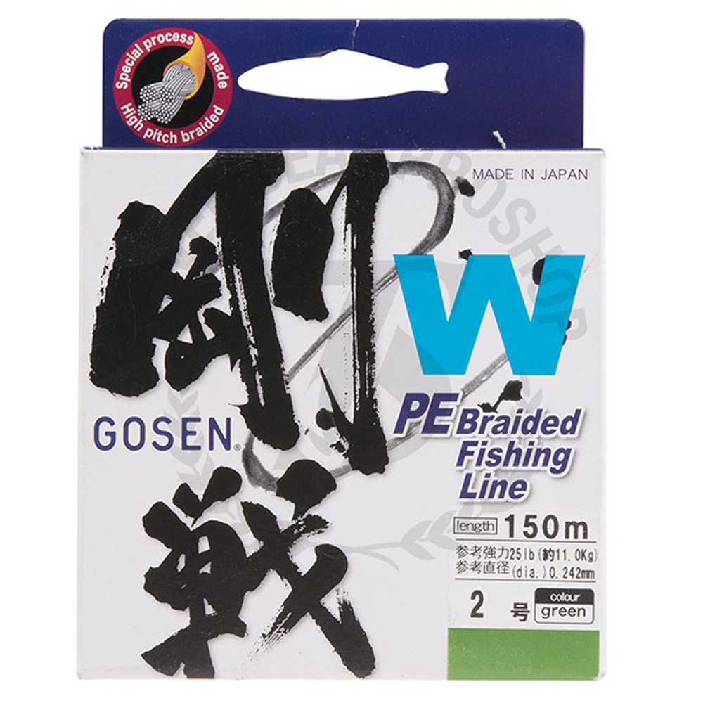 Шнур Gosen W4 braid 150м Moss Green D-4 (0,342мм) 21кг.