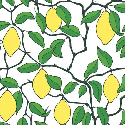Lemons tree seamless pattern.