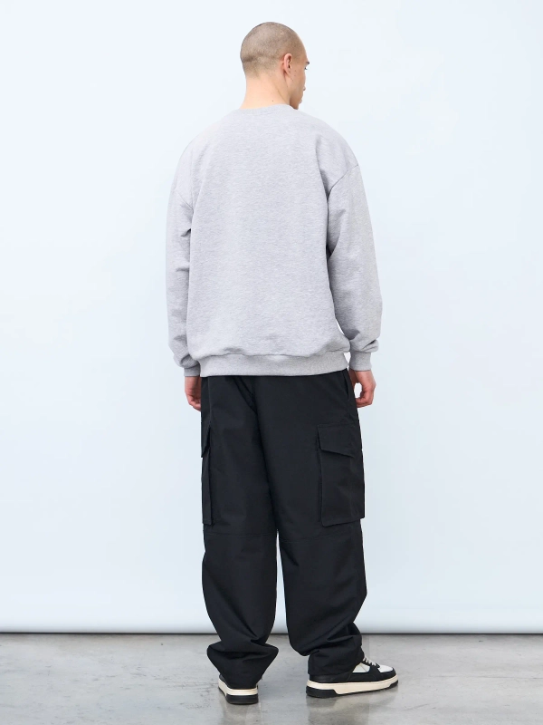 Свитшот оверсайз, без начеса (серый меланж)