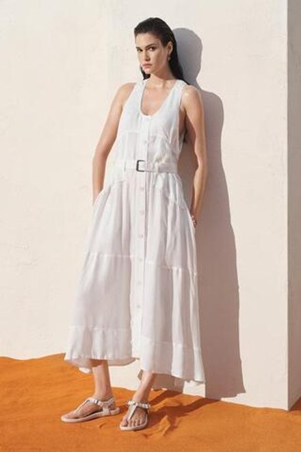 ZARA  ПЛАТЬЕ МИДИ БЕЗ РУКАВОВ, ЖЕЛТОВАТО-БЕЛЫЙ