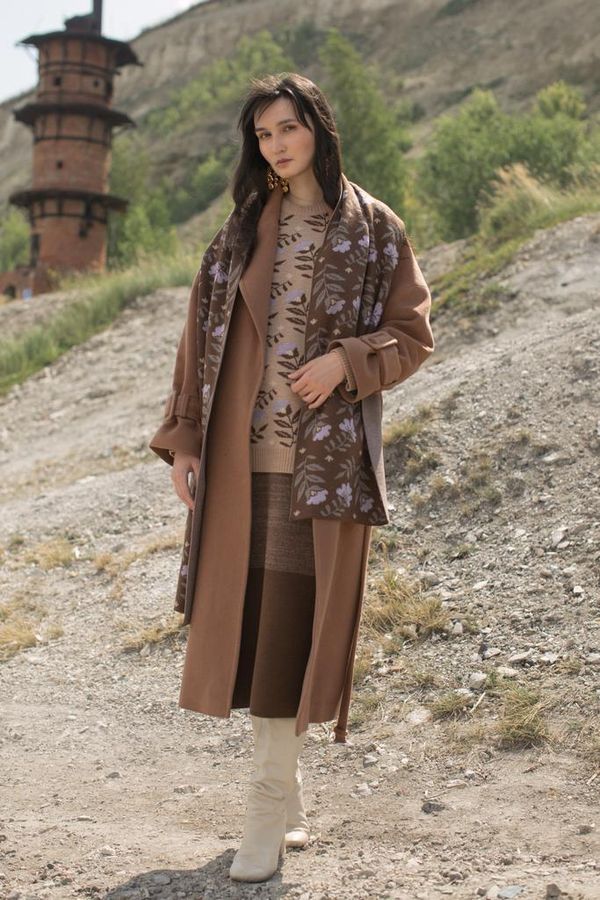 Шарф Flora коричневый - фото 1