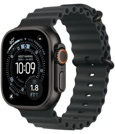 Умные часы Apple Watch Ultra 3 (2025) GPS+Cellular 49mm, Black Titanium ремешок "Black Ocean Band" один размер 130-200 mm (MF0J4)