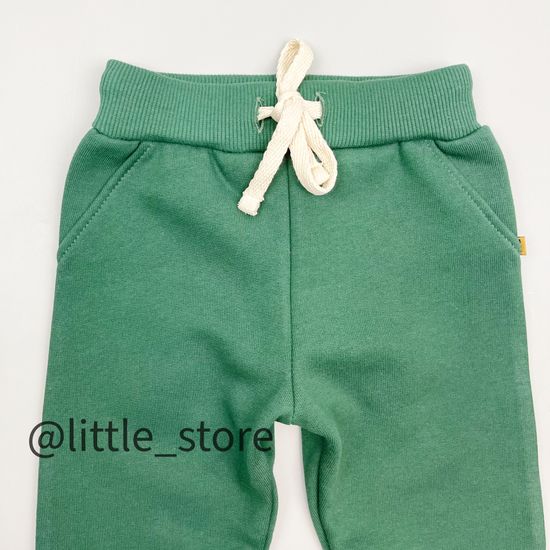 Брюки из футера с начесом, Темно-зеленые