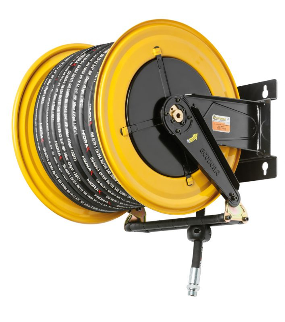 Катушка для раздачи масла 50 бар, шланг 30 м, диаметр 1", неповоротная, ECODORA (Италия)