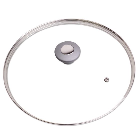 Крышка стеклянная 28 см. универсальная Kamille KM-0826GR с металлическим ободком