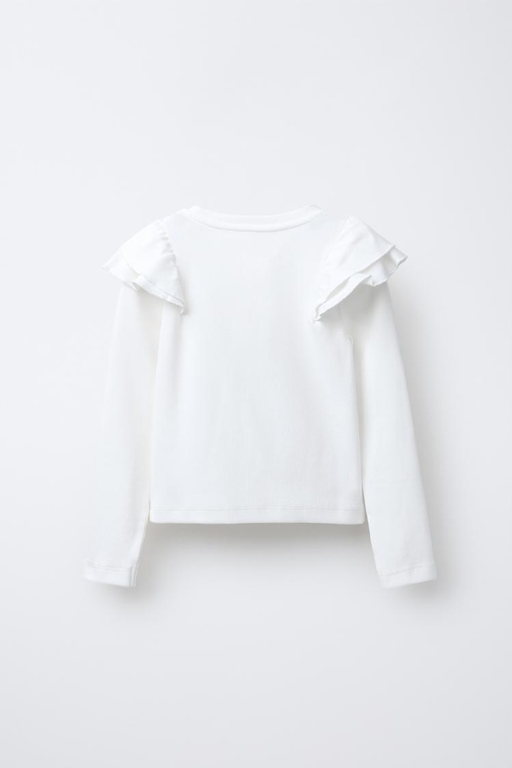 ZARA ЛОНГСЛИВ В РУБЧИК С ВОЛАНАМИ, ЖЕЛТОВАТО-БЕЛЫЙ