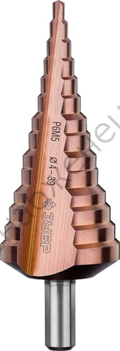 Сверло ступенчатое, 4-39мм, 14 ступеней, кобальтовое покрытие, ЗУБР КОБАЛЬТ, серия Профессионал
