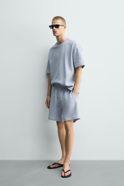 ZARA ТОЛСТОВКА RELAXED FIT ИЗ ИНТЕРЛОКА, ГОЛУБОЙ