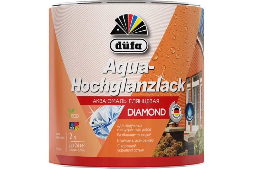 Эмаль для дерева и металла акриловая Dufa Aqua-Hochglanzlack глянцевая белая