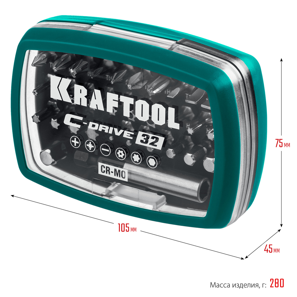 KRAFTOOL C-Drive 32, 32шт, набор многофункциональных бит (26067-H32)