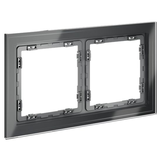 Рамка стеклянная VOLTUM S70 на 2 поста, (графит, стекло)