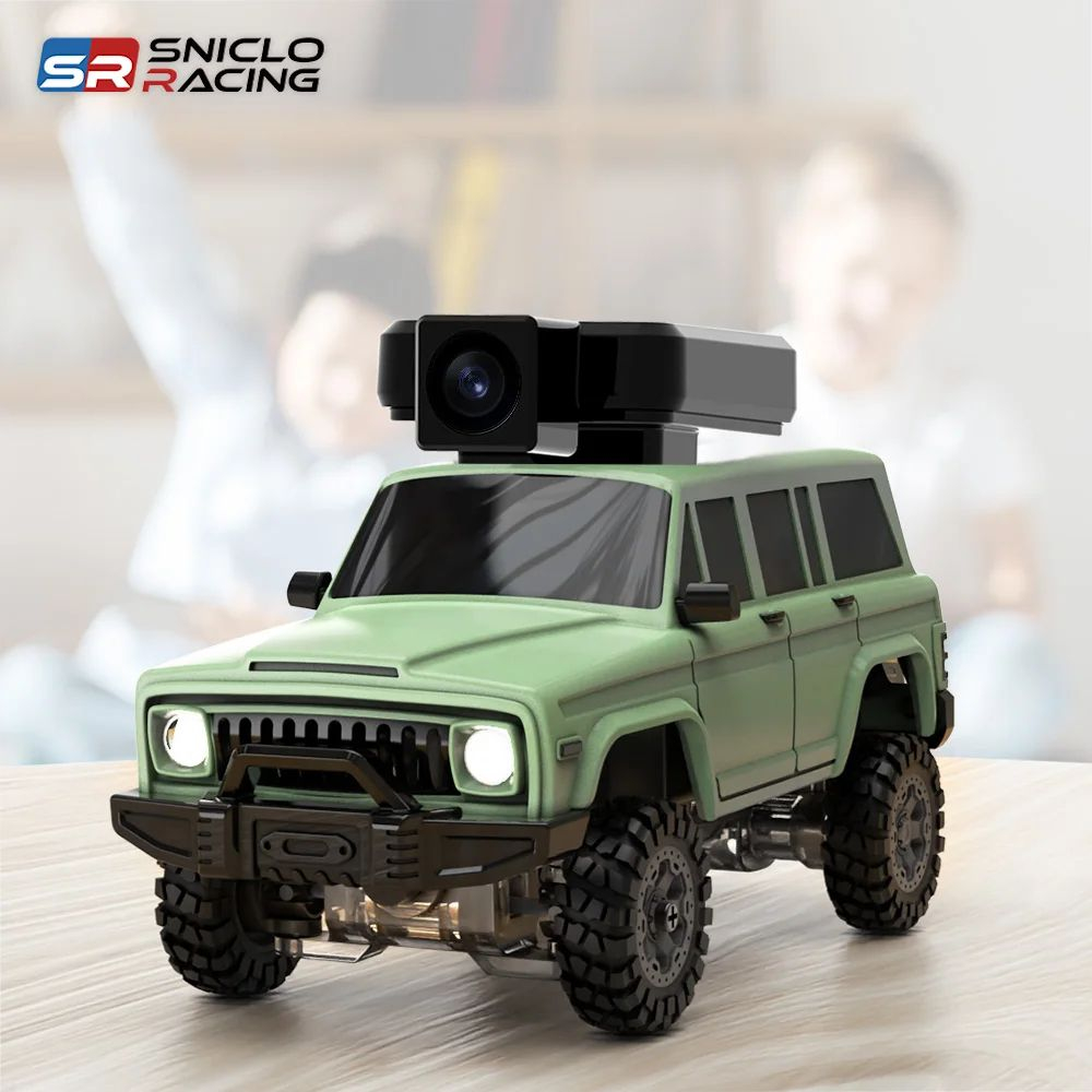 Радиоуправляемый внедорожник Jeep зеленый c камерой 1:64 4x4 , Набор Sniclo FPV 3015 , Машина+пульт+Очки FPV обновленная модель