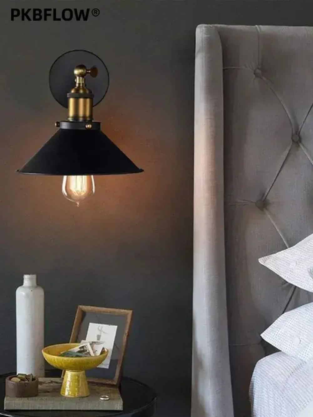 PKBFLOW Бра настенный,Настенный светильник лофт для спальни и гостиной ,E27