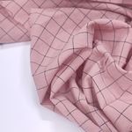 Варёный хлопок "Черная клетка на пудре, 1.5*1.5 см"