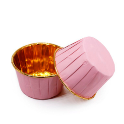 Формы бумажные с ламинацией «Маффин» 50х40 мм (Золото + розовый) 50 шт