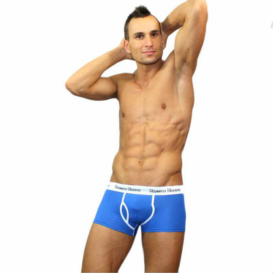 Мужские трусы боксеры голубые Romeo Rossi Boxer Brief RR365-6