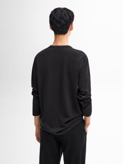 Massimo Dutti Футболка из смесового хлопка, черный