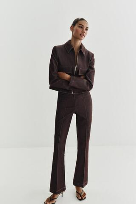 ZARA БРЮКИ FLARED, КОРИЧНЕВЫЙ