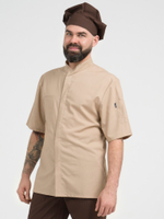 Бежевая мужская рубашка-китель "Мир" для повара и кондитера NVDesign