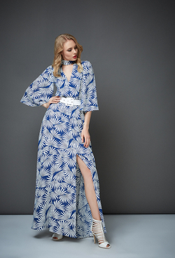 Длинное платье с разрезом и с поясом 29-02-20 SS